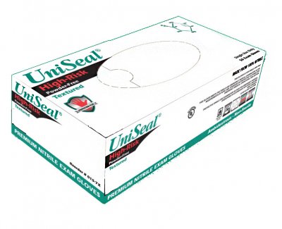 American Healthcare Products Exam Glove UniSeal® Nitriflex 2X-Large NonSterile Nitrile Standard Cuff Length Fully Textured Blue Not Rated - Case of 900 - 094-0-CS