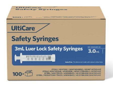 Ultimed General Purpose Syringe UltiCare® Luer Lock Tip Retractable Safety - Case of 500 - 63014-CS
