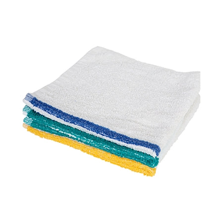 Royal Blue Intl Bar Towel 17 X 20 Inch OE Cotton Terry Cloth White Stripe Reusable - Case of 1200 - 106017-CS