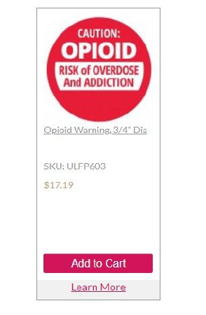 United Ad Label Pre-Printed Label UAL™ Allergy Alert Red Paper Caution OPIOID Risk of Overdose and Addiction White Alert Label 3/4 X 3/4 Inch - Roll of 1 - ULFP603-RL