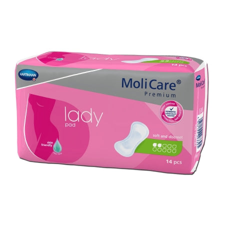 Hartmann Bladder Control Pad MoliCare® Premium Lady Pads 4-1/2 X 10-1/2 Inch Light Absorbency Polymer Core One Size Fits Most - Bag of 14 - 168634-BG