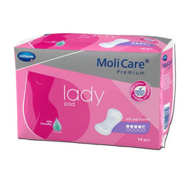 Hartmann Bladder Control Pad MoliCare® Premium Lady Pads 6-1/2 X 16 Inch Moderate Absorbency Polymer Core One Size Fits Most - Bag of 14 - 168654-BG