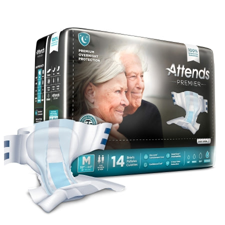 Attends Healthcare Products Unisex Adult Incontinence Brief Attends® Premier Medium Disposable Heavy Absorbency - Bag of 14 - ALI-BR20-BG