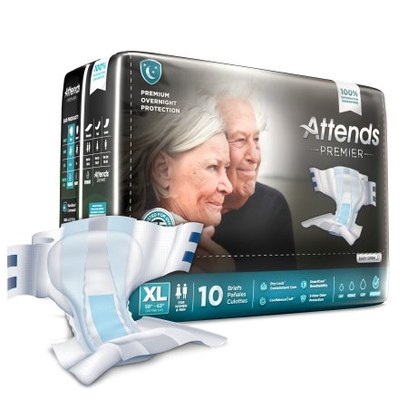Attends Healthcare Products Unisex Adult Incontinence Brief Attends® Premier X-Large Disposable Heavy Absorbency - Case of 40 - ALI-BR40-CS