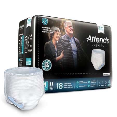 Attends Healthcare Products Unisex Adult Absorbent Underwear Attends® Premier Pull On with Tear Away Seams Medium Disposable Heavy Absorbency - Bag of 18 - ALI-UW20-BG