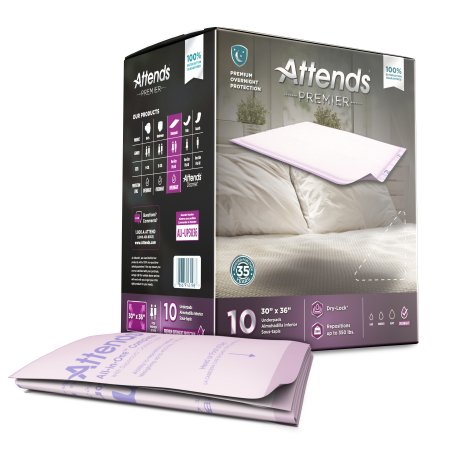 Attends Healthcare Products Disposable Underpad Attends® Premier 30 X 36 Inch Dry-Lock® Core Heavy Absorbency - Bag of 10 - ALI-UP3036-BG