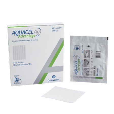 ConvaTec Silver Hydrofiber Dressing Aquacel® Ag Advantage 4 X 5 Inch Rectangle Sterile - Each - 422299-EA