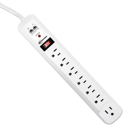 Innovera® Surge Protector, 7 AC Outlets, 4 ft Cord, 1,080 J, White - Each - IVR-71654-EA
