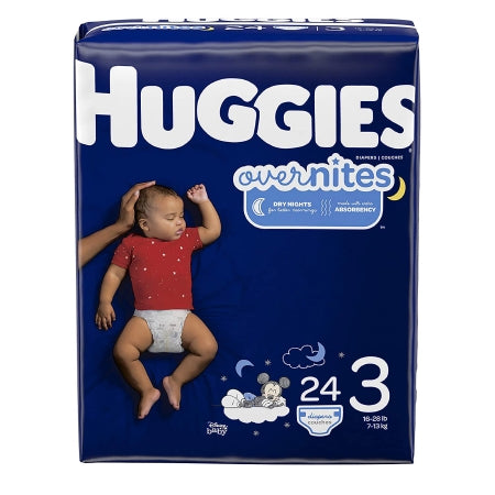Kimberly Clark Unisex Baby Diaper Huggies® Overnites Size 3 Disposable Heavy Absorbency - Case of 96 - 49536-CS