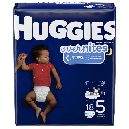 Kimberly Clark Unisex Baby Diaper Huggies® Overnites Size 5 Disposable Heavy Absorbency - Case of 72 - 49540-CS