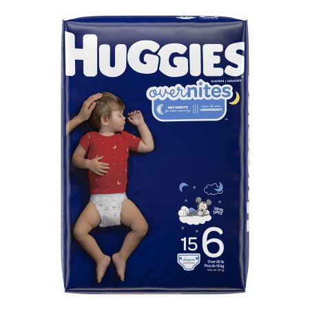 Kimberly Clark Unisex Baby Diaper Huggies® Overnites Size 6 Disposable Heavy Absorbency - Case of 60 - 49541-CS