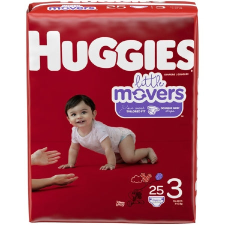Kimberly Clark Unisex Baby Diaper Huggies® Little Movers Size 3 Disposable Moderate Absorbency - Case of 100 - 49678-CS