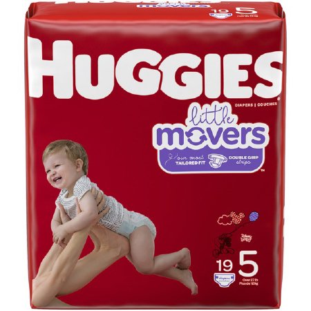 Kimberly Clark Unisex Baby Diaper Huggies® Little Movers Size 5 Disposable Moderate Absorbency - Case of 76 - 49680-CS