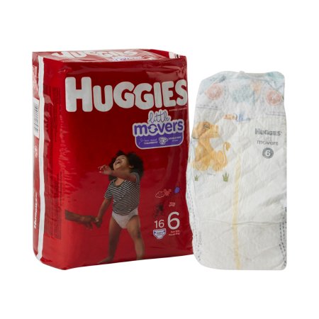 Kimberly Clark Unisex Baby Diaper Huggies® Little Movers Size 6 Disposable Moderate Absorbency - Case of 64 - 49693-CS
