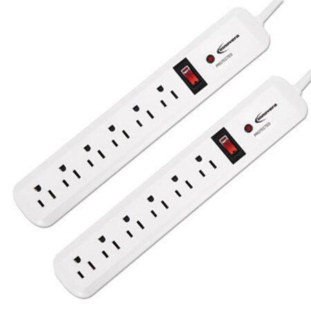 Innovera® Surge Protector, 6 AC Outlets, 4 ft Cord, 540 J, White, 2/Pack - Pack of 1 - IVR-71653-PK