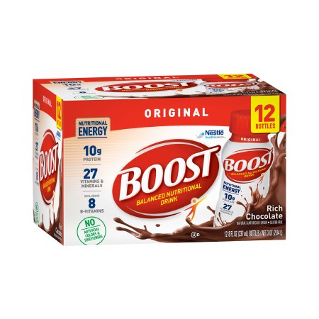 Nestle Healthcare Nutrition Oral Supplement Boost® Original Rich Chocolate Flavor Liquid 8 oz. Bottle - Pack of 12 - 00041679481202-PK