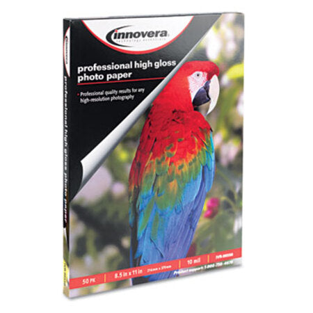 Innovera® High-Gloss Photo Paper, 10 mil, 8.5 x 11, High-Gloss White, 50/Pack - Pack of 1 - IVR-99550-PK