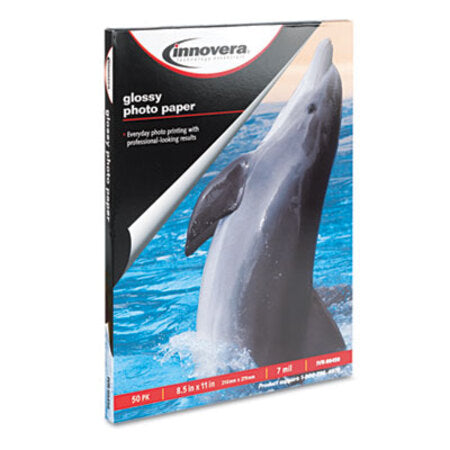 Innovera® Glossy Photo Paper, 7 mil, 8.5 x 11, Glossy White, 50/Pack - Pack of 1 - IVR-99450-PK