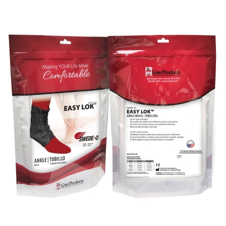 Core Products Ankle Brace Swede-O® Easy Lok™ Large Hook and Loop Strap Closure Male 11 to 12-1/2 / Female 12 to 13-1/2 Left or Right Foot - Each - AKL-6332-BK-LRG-EA