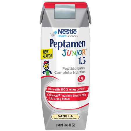 Nestle Healthcare Nutrition Pediatric Tube Feeding Formula Peptamen Junior® 1.5 250 mL Carton Liquid Whey Protein Impaired GI Function - Case of 24 - 00098716855359-CS