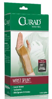 Medline Wrist Brace Curad® Aluminum / Elastic Left Hand Beige X-Large - Case of 4 - ORT19100LXLD-CS