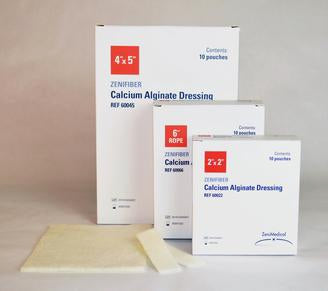 Focus Health Group Silver Alginate Dressing Zenifiber-AG 2 X 2 Inch Square Sterile - Box of 10 - 600660-BX