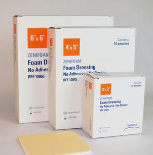 Focus Health Group Foam Dressing Zenifoam 4 X 5 Inch Without Border Waterproof Backing Nonadhesive Rectangle Sterile - Box of 10 - 10045-BX