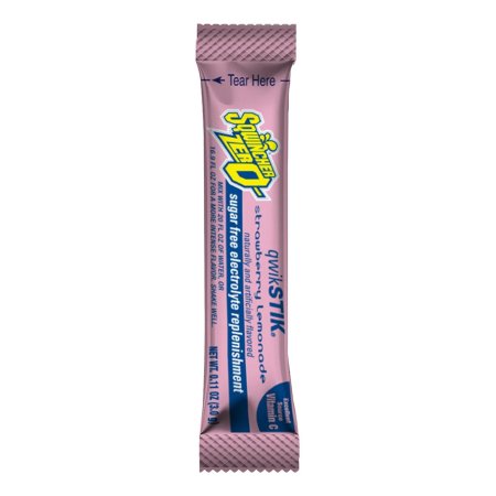 Kent Precision Foods Oral Electrolyte Solution Sqwincher® Quik Stik® Zero Strawberry Lemonade Flavor 0.11 oz. Electrolyte - Case of 120 - 159060188-CS