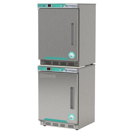Horizon Scientific Inc Refrigerator / Freezer Corepoint™ Scientific White Diamond Series Laboratory Use 9 cu.ft. 2 Stainless Steel Swing Doors Left Hinged Cycle / Manual Defrost - Each - PRF092SSSLH/0-EA