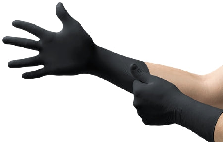Ansell Exam Glove MICROFLEX® MidKnight™ XTRA 2X-Large NonSterile Nitrile Extended Cuff Length Fully Textured Black Fentanyl Tested - Case of 1000 - 93862110-CS