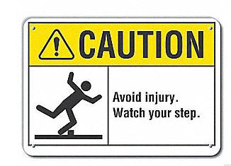Grainger Wall Sign Caution LYLE CAUTION Avoid Injjury Watch you step - Each - 460D45-EA