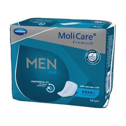 Hartmann Bladder Control Pad MoliCare® Premium Men 7 X 13 Inch Moderate Absorbency Polymer Core One Size Fits Most - Case of 168 - 168705-CS