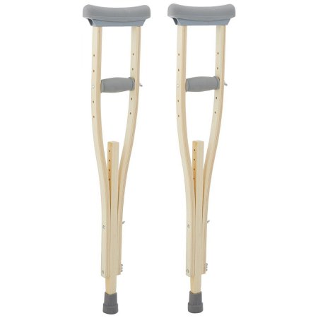 Patterson Medical Supply Underarm Crutches Sammons Preston® Wood Frame Adult 351 lbs. Weight Capacity Wing Nut Adjustment - Pair - 081585397-PR