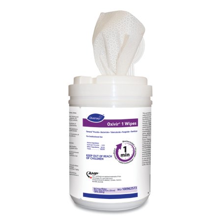 Lagasse Diversey™ Oxivir® 1 Surface Disinfectant Cleaner Premoistened Peroxide Based Manual Pull Wipe 60 Count Canister Scented NonSterile - Case of 720 - DVO100962573-CS