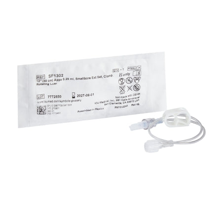 ICU Medical IV Extension Set Small Bore 12 Inch Tubing - Case of 50 - SF1302-CS