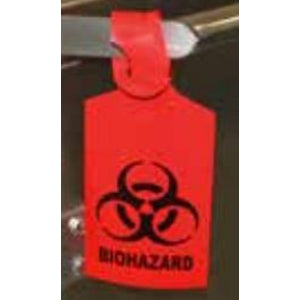 Healthmark Industries Warning Tag With Caution Black / Red 2-1/2 Inch Plastic 500 per Case - Case of 500 - 403225-RD-BIO-CS