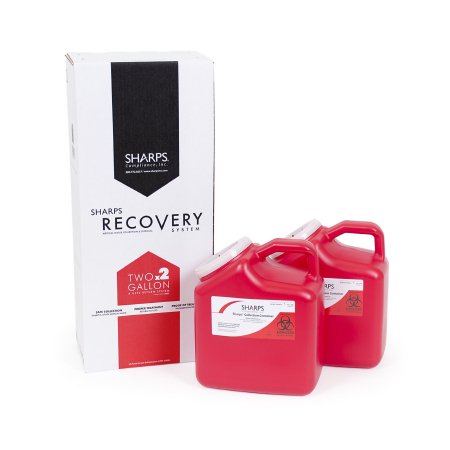 Sharps Compliance Mailback Sharps Container Sharps Recovery System™ Red Base 11 H X 6 W X 9 L Inch Vertical Entry 2 Gallon - Case of 12 - 82002-006-CS