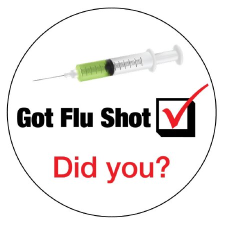 United Ad Label Pre-Printed Label UAL™ Warning Label White Paper Got Flu Shot Black / Red 2-1/2 X 2-1/2 Inch - Roll of 1 - ULHBFLU-RL