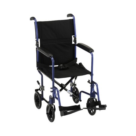 Nova Ortho-Med Lightweight Transport Chair Nova Aluminum Frame 300 lbs. Weight Capacity Full Length / Fixed Height Arm Blue Upholstery - Each - 329B-EA