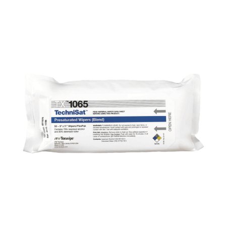 Texwipe TechniSat® Surface Disinfectant Cleaner Premoistened Cleanroom Manual Pull Wipe 50 Count Soft Pack Alcohol Scent NonSterile - Case of 1000 - TX1065-CS
