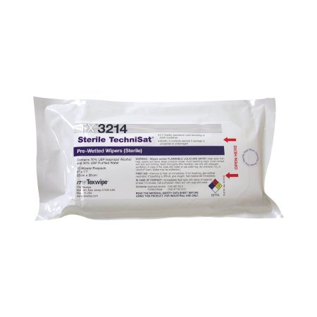 Texwipe TechniSat® Surface Disinfectant Cleaner Premoistened Cleanroom Manual Pull Wipe 50 Count Soft Pack Alcohol Scent Sterile - Case of 1000 - TX3214-CS