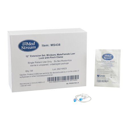 McKesson IV Extension Set McKesson Micro Bore 12 Inch Tubing Without Filter - Box of 50 - MS438-BX