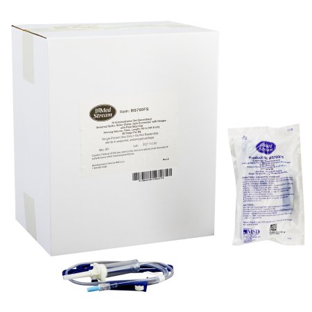 McKesson Secondary IV Administration Set MedStream Gravity Without Ports 20 Drops / mL Drip Rate Without Filter 40 Inch Tubing - Box of 50 - MS760FS-BX