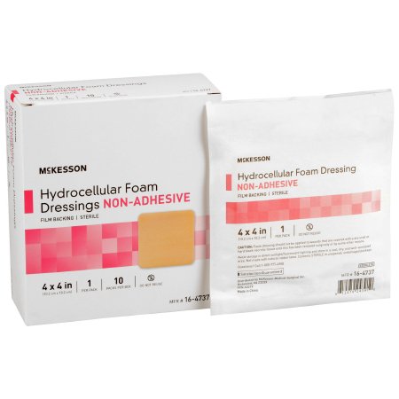 McKesson Foam Dressing McKesson 4 X 4 Inch Without Border Film Backing Nonadhesive Square Sterile - Each - 16-4737-EA