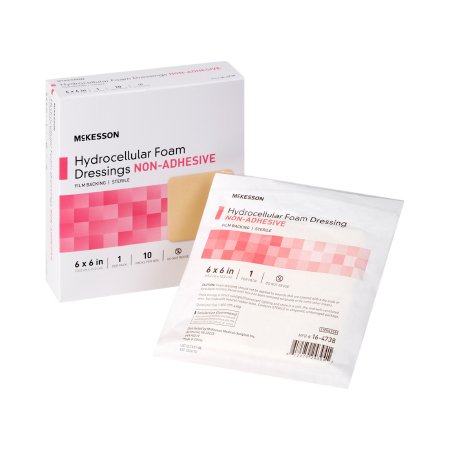McKesson Foam Dressing McKesson 6 X 6 Inch Without Border Film Backing Nonadhesive Square Sterile - Each - 16-4738-EA