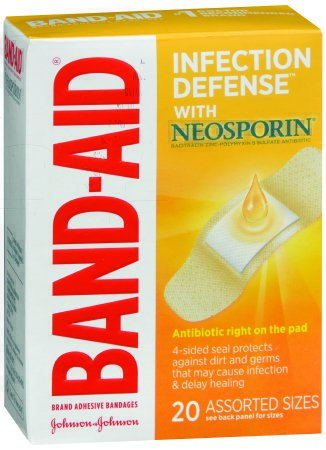 Johnson & Johnson Consumer Adhesive Strip Band-Aid® Plus Antibiotic Assorted Sizes Plastic Rectangle Tan Sterile - Case of 480 - 10381370055706-CS