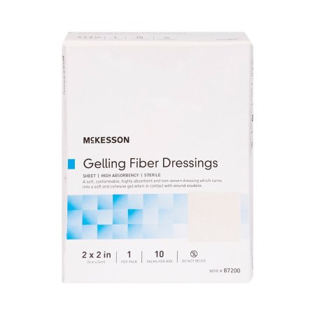 McKesson Absorbent Gelling Fiber Dressing McKesson 2 X 2 Inch Square - Box of 10 - 87200-BX