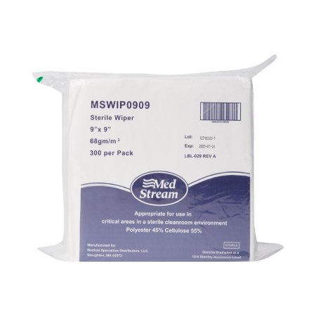 McKesson Cleanroom Wipe McKesson ISO Class 5 White Sterile Polyester / Cellulose 9 X 9 Inch Disposable - Pack of 300 - MSWIP0909-PK