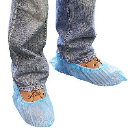Uline Non-medical Shoe Cover Bootie Butler™ One Size Fits Most Shoe High Nonskid Sole Blue NonSterile - Pack of 40 - S-16129-PK