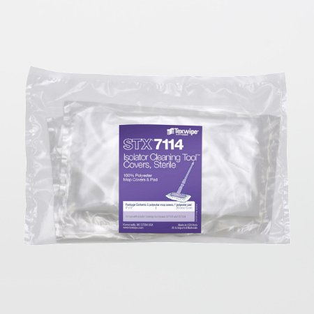Texwipe Cleanroom Mop Head Cover / Pad Kit Texwipe® AlphaMop™ White Polyester Disposable - Case of 125 - STX7114-CS